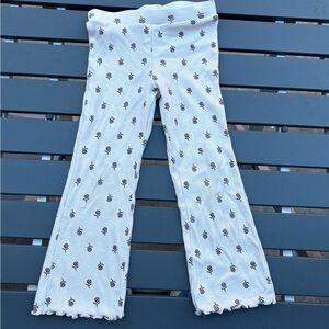 H&M girls ribbed floral wide leg flare pants